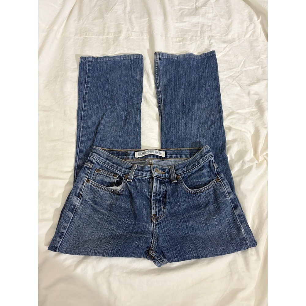 Express Low Rise Flare Jeans Size 3/4 R Denim Y2k 2000s Retro VTG Boho 90s